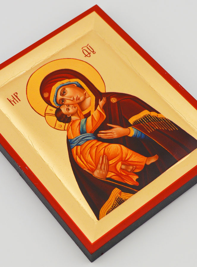 Icono Bizantino María Puerta del Cielo Pintado a Mano - 13 cm (pic 3)
