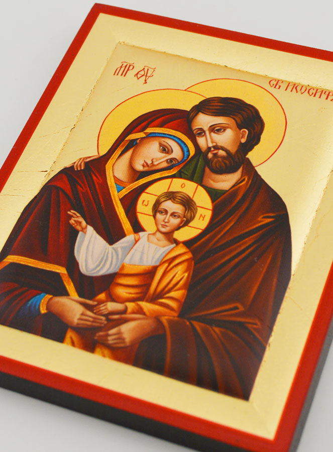 Icono Bizantino Sagrada Familia de Pintado a Mano - 13 cm (pic 3)