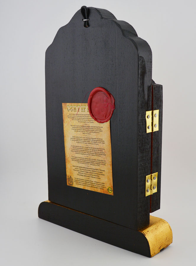 Ícone Tríptico Virgem de Korsun em Folha de Ouro – 26 cm (pic 4)