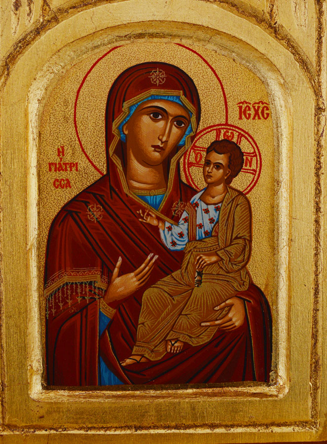 Ícone Tríptico Virgem Maria Porta do Céu em Folha de Ouro – 26n cm (pic 4)