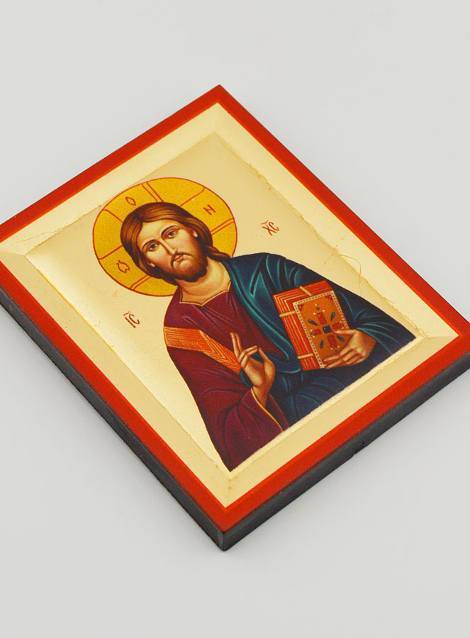 Icono Bizantino Cristo Pantocrator Pintado a Mano - 8cm (pic 3)
