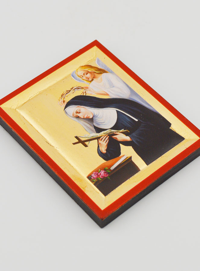 Icono Bizantino Santa Rita de Cascia Pintado a Mano - 8 cm (pic 3)