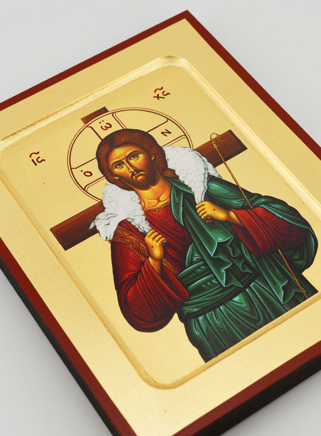 Icono Bizantino Jesucristo el Buen Pastor - 17 cm (pic 3)