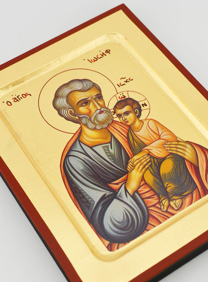 Icono Bizantino San José con el Niño Jesús - 17 cm (pic 3)
