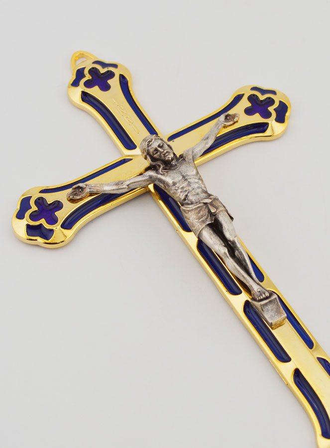 Crucifixo Vitral em Metal Dourado – 17 cm (pic 3)