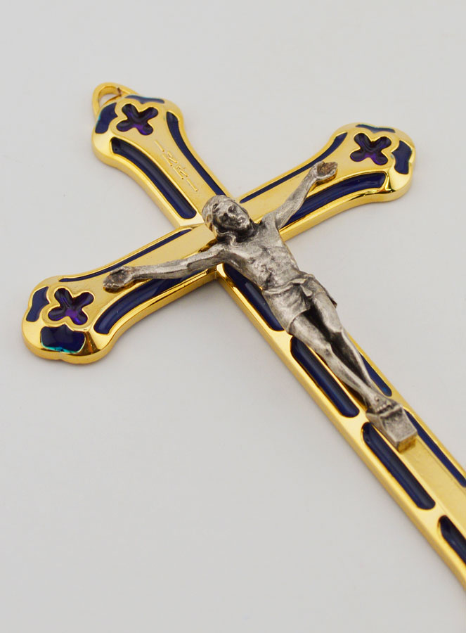 Crucifixo Vitral em Metal Dourado - 13cm (pic 3)