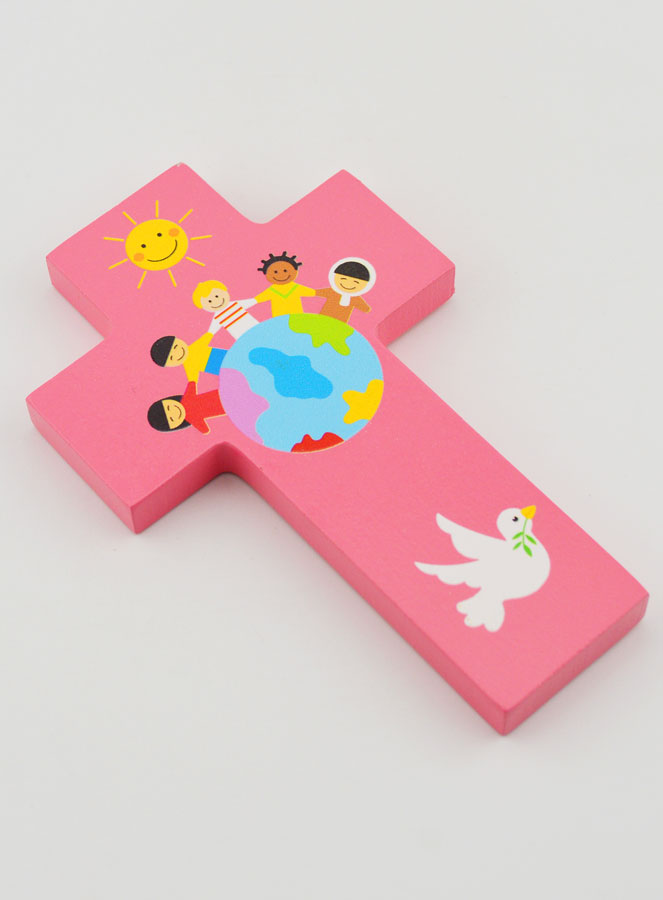 Cruz de Madera Niños del Mundo Rosa (pic 3)