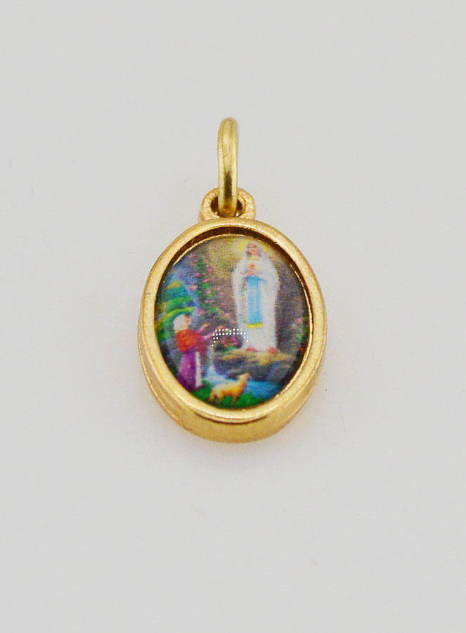Medalla Nuestra Señora de Lourdes Dorado - 14 mm (pic 2)