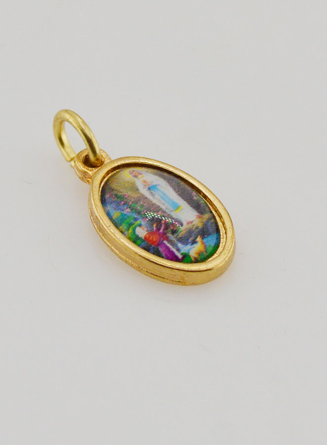 Medalla Nuestra Señora de Lourdes Dorado - 14 mm (pic 3)