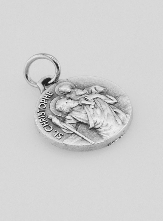 Medalha São Cristóvão em Metal Prateado - 16 mm (pic 3)