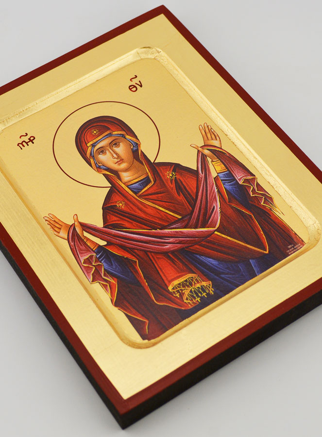 Icono Bizantino Nuestra Señora Protección - 17 cm (pic 3)