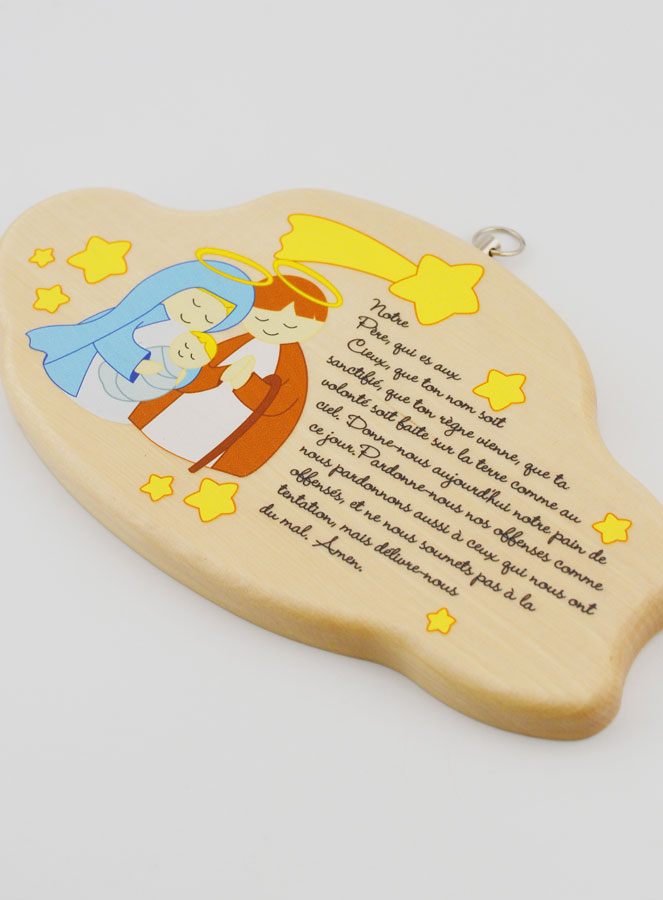 Icono de Madera con Oración Padre Nuestro y Sagrada Familia - 17 cm (pic 3)