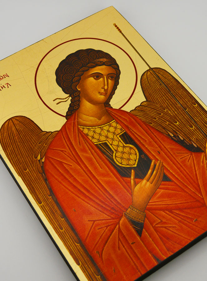 Icono Bizantino San Miguel Arcángel Rojo - 25 cm (pic 3)