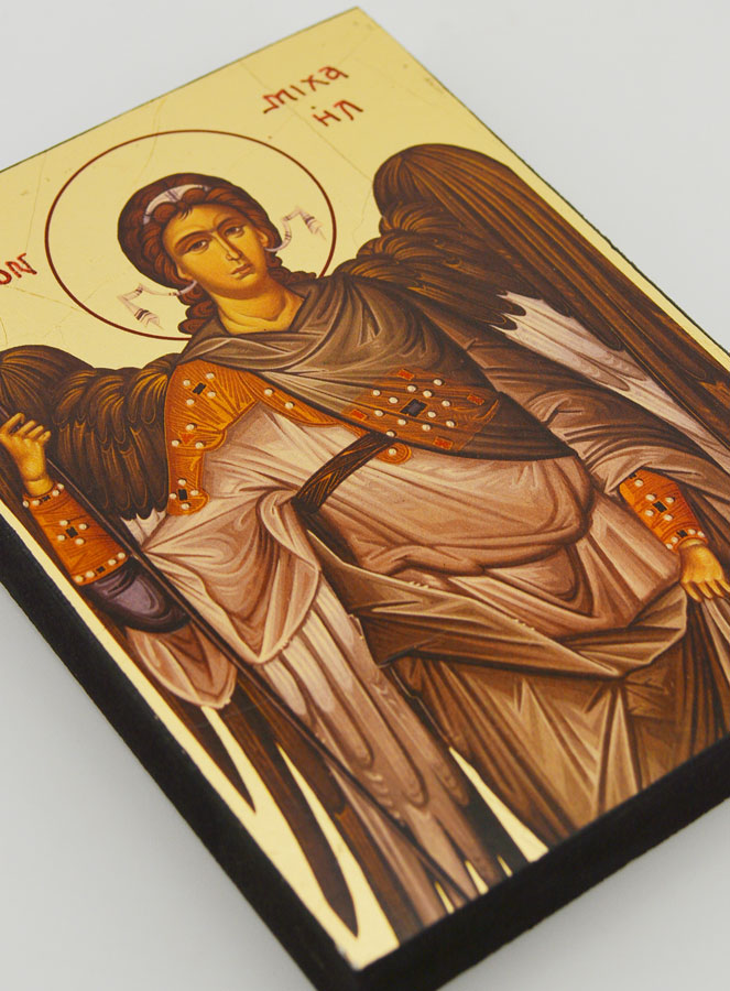 Icono Bizantino San Miguel Arcángel Gris - 12 cm (pic 3)