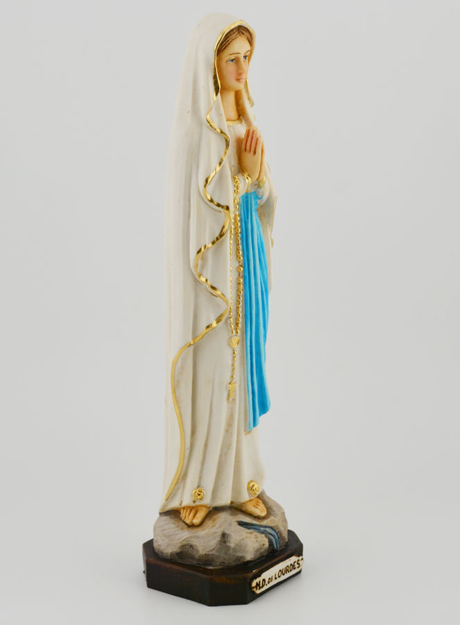 Estatuilla Nuestra Señora de Lourdes Policromada Pintada a Mano - 20 cm (pic 3)