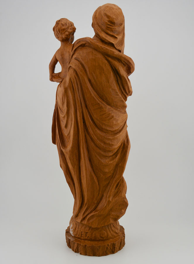 Estatuilla Santa Virgen María con el Niño Jesús - Tono Madera - 30 cm (pic 4)