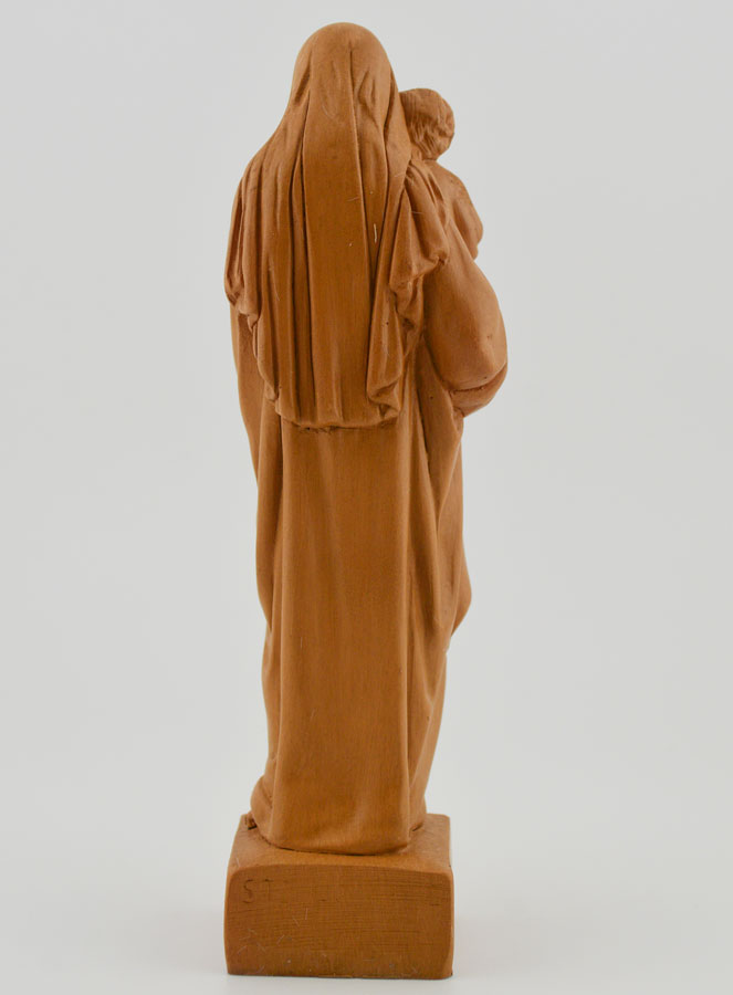Estatuilla Santa Virgen María con el Niño Jesús - Tono Madera - 16 cm (pic 4)