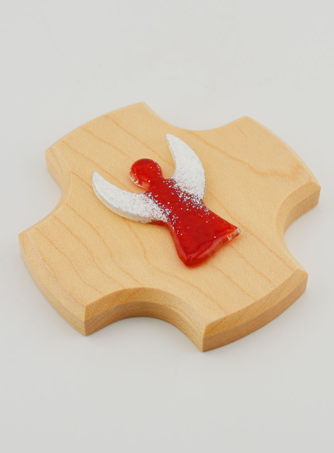 Cruz Infantil de Madera de Arce - Mi Ángel Protector de Vidrio (pic 3)