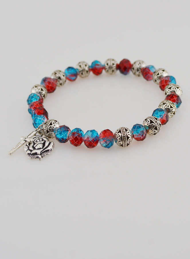 Pulsera Decenario Perlas de Cristal y Perlas de Plata (pic 4)