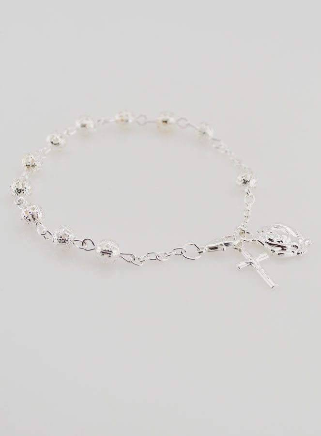 Pulsera Rosario Decenario de Perlas de Plata  6 mm (pic 3)