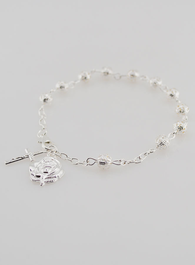 Pulsera Rosario Decenario de Perlas de Plata  6 mm (pic 4)