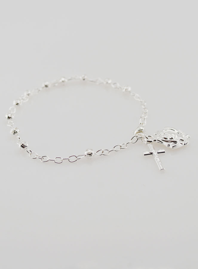 Pulsera Rosario Decenario de Perlas de Plata 4 mm (pic 3)