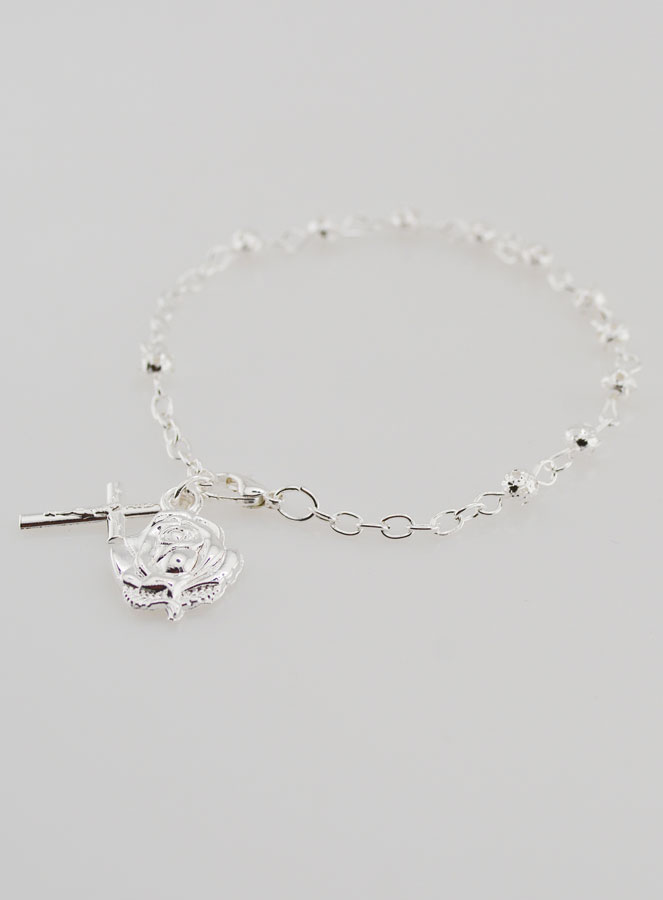 Pulsera Rosario Decenario de Perlas de Plata 4 mm (pic 4)