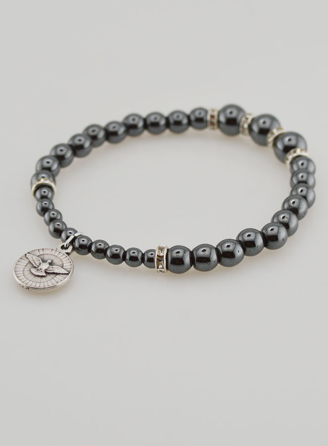 Pulsera Decenario de Perlas de Hematites y Cristal Negro (pic 4)
