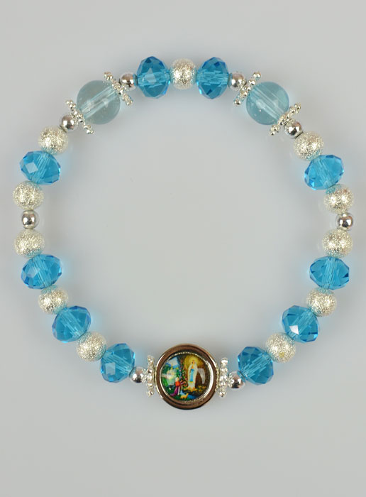 Pulsera Religiosa Perlas de Vidrio Medalla de Lourdes (pic 2)