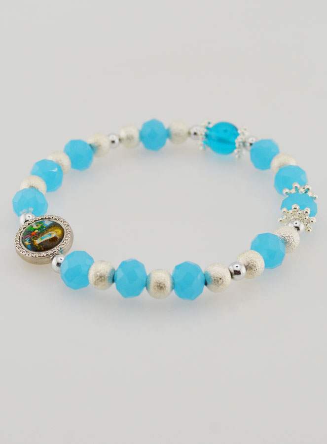 Pulsera Religiosa Perlas de Vidrio Medalla de Lourdes (pic 3)