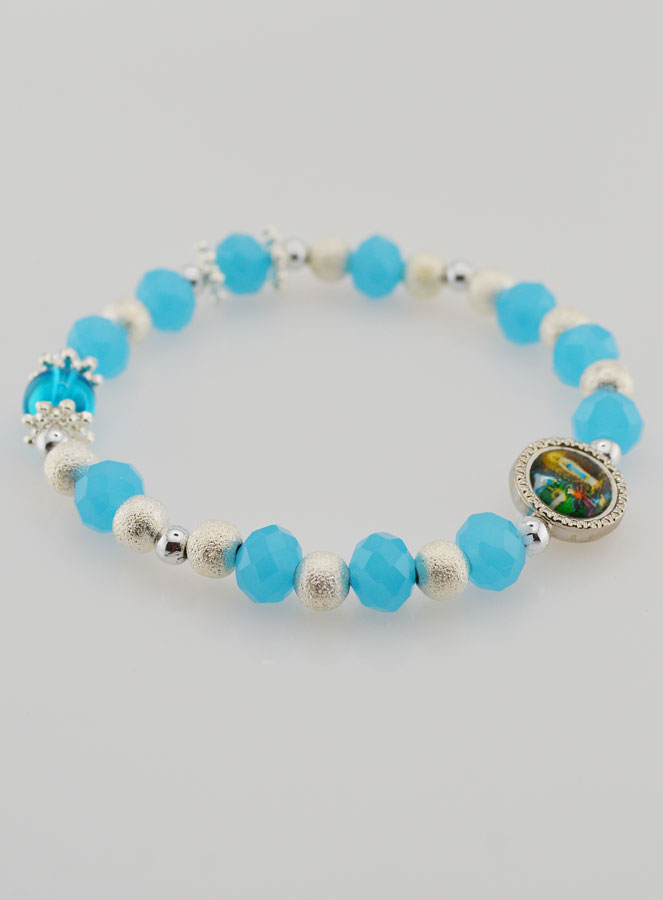 Pulsera Religiosa Perlas de Vidrio Medalla de Lourdes (pic 4)