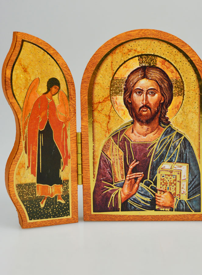 Icono Tríptico Cristo Pantocrator - 12 cm (pic 4)