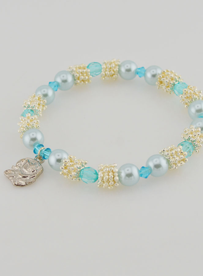 Pulsera Religiosa Medallas de Lourdes - Perlas Azules (pic 4)