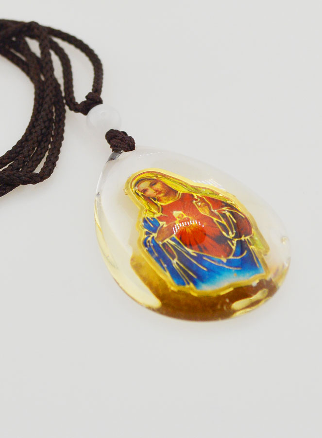 Medalla Gota de Vidrio - Sagrado Corazón de María - con Cordón (pic 3)
