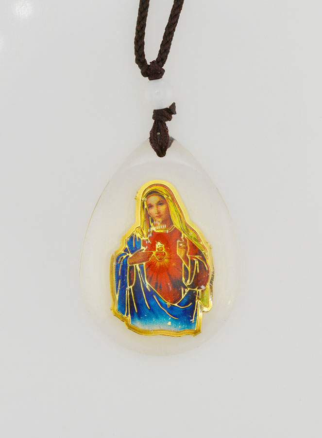 Medalla Gota de Vidrio - Sagrado Corazón de María - con Cordón (pic 4)
