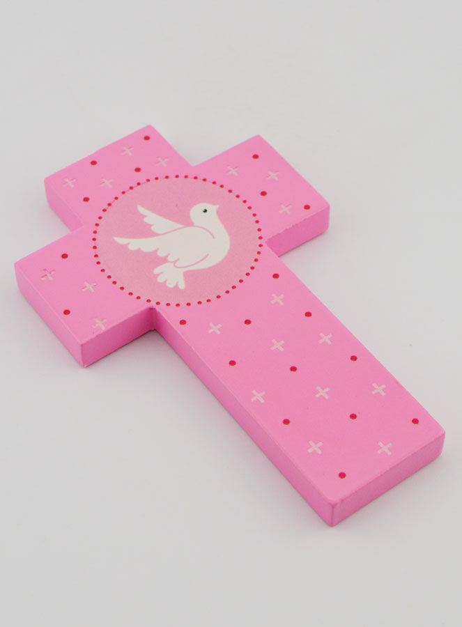 Cruz Infantil Paloma del Espíritu Santo Rosa - 12 cm (pic 3)