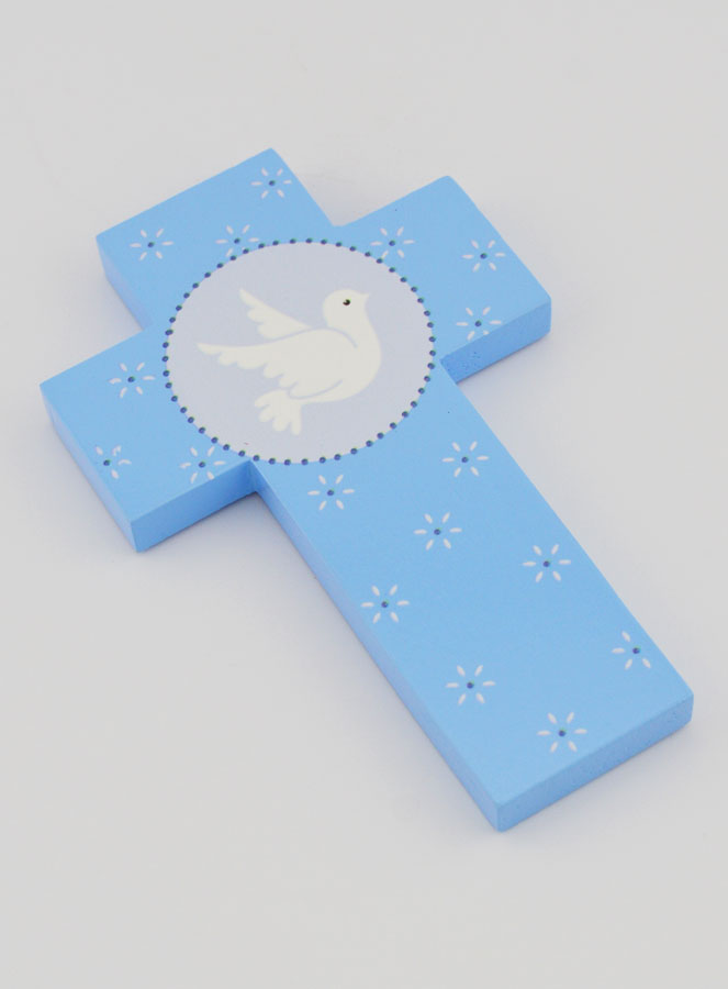 Cruz Infantil Pomba do Espírito Santo Azul - 12 cm (pic 3)