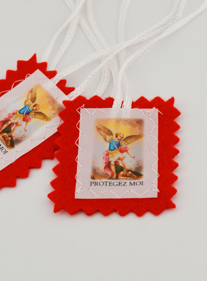 Escapulario del Arcángel San Miguel Tela Roja - 5 cm (pic 4)