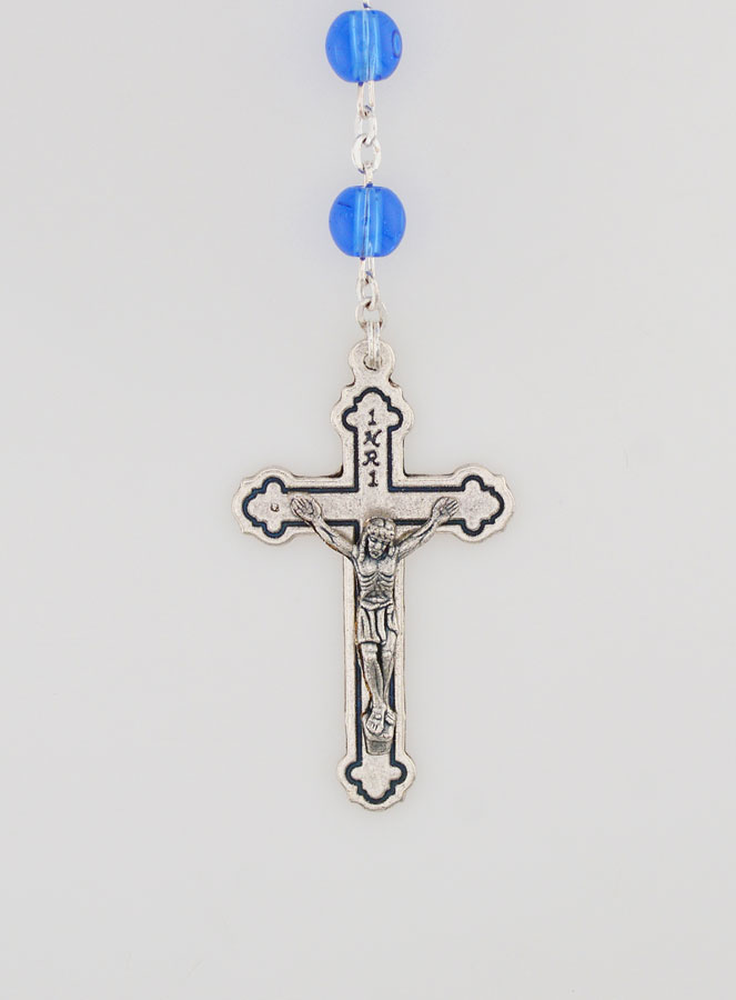 Rosario de Lourdes Via Crucis de Cuentas de Cristal Azul (pic 3)