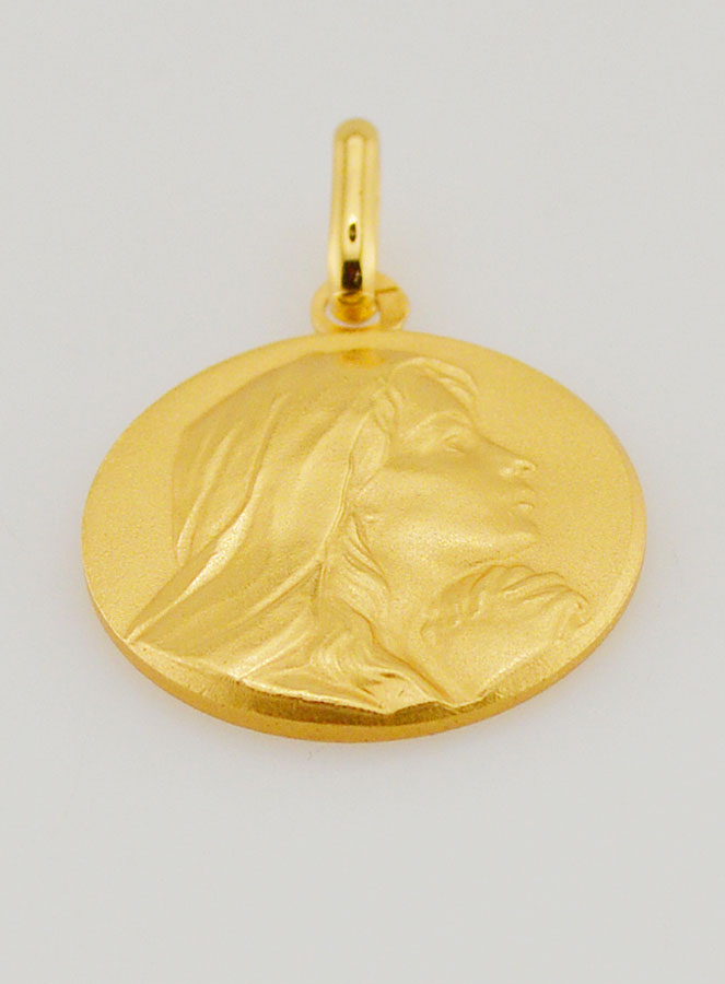 Medalla Virgen María Orando Bañada en Oro - 18 mm (pic 2)