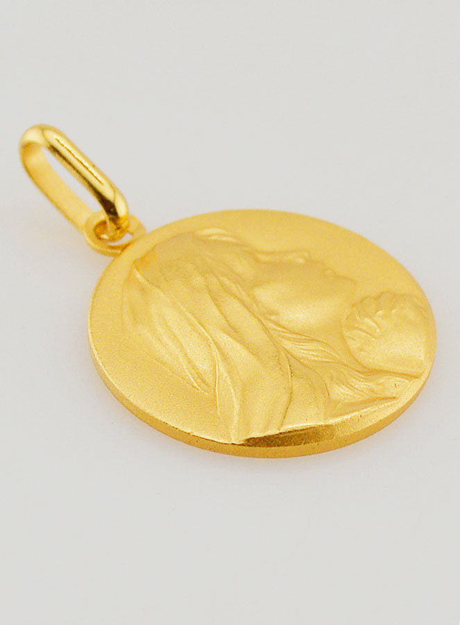 Medalla Virgen María Orando Bañada en Oro - 18 mm (pic 3)