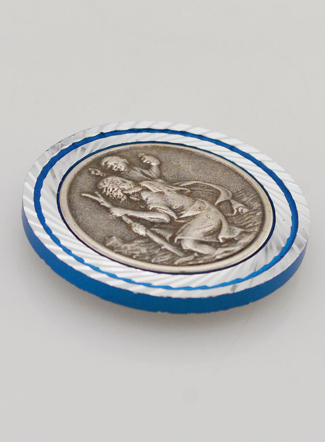 Placa Auto San Cristóbal Plata - Ribete Azul - 3.5 cm (pic 3)