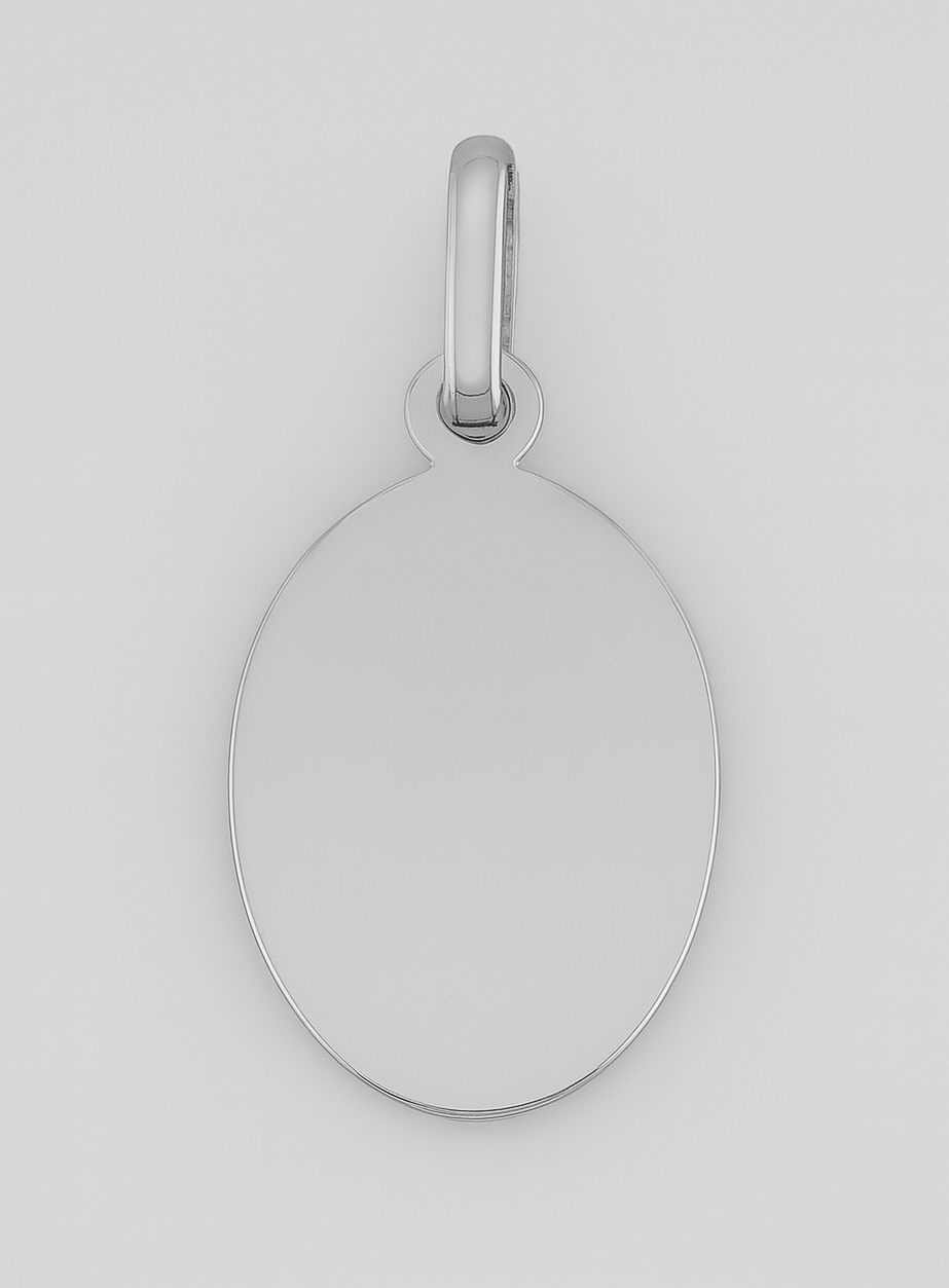 Medalha Virgem Maria com Véu em Prata Maciça - Oval - 17 mm (pic 2)