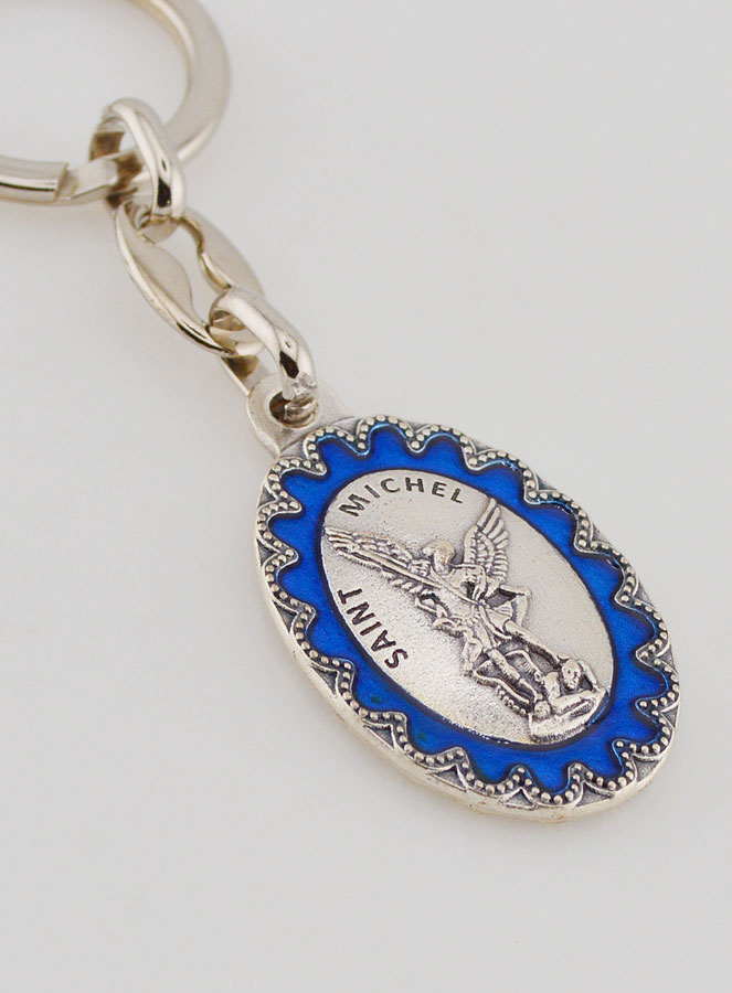 Llavero de San Miguel Arcángel - Metal Esmaltado Azul - 4 cm (pic 3)