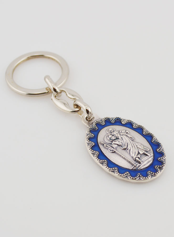 Llavero de San Cristóbal - Metal Esmaltado Azul - 4 cm (pic 3)