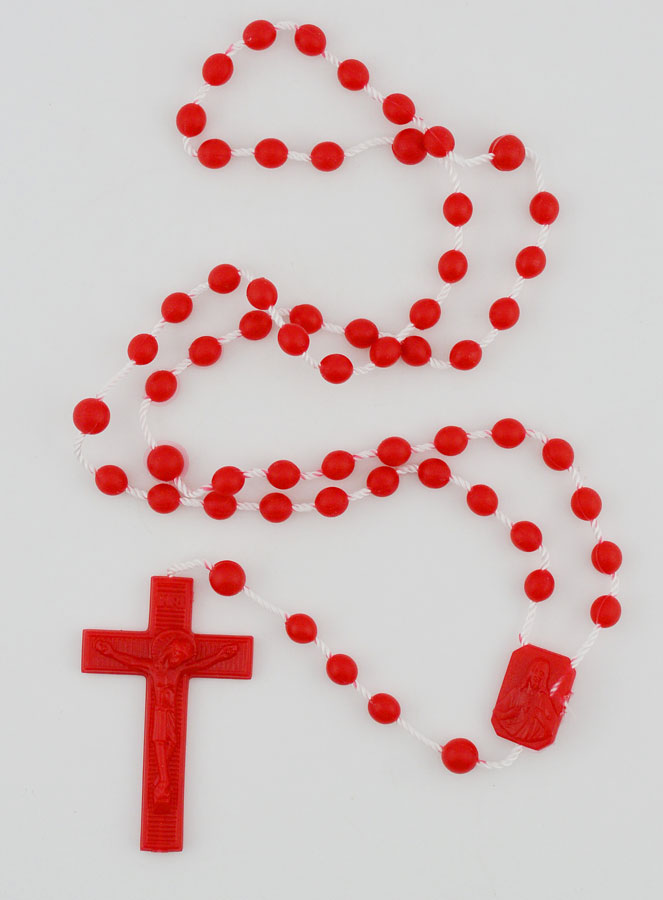 Rosario de Plástico Grueso Rojo X 100 (pic 3)