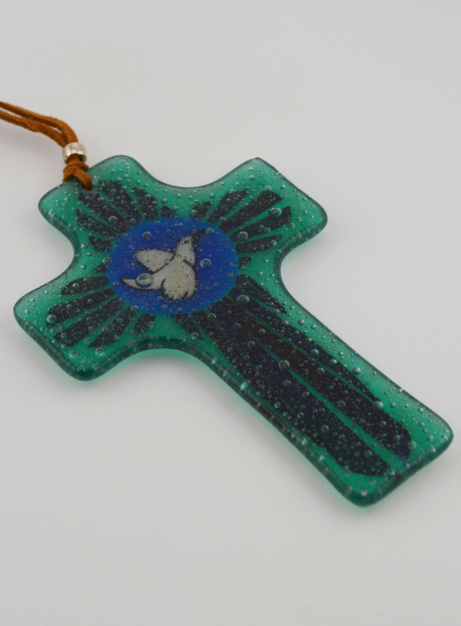 Cruz de Vidrio Paloma de la Paz - 12 cm (pic 4)