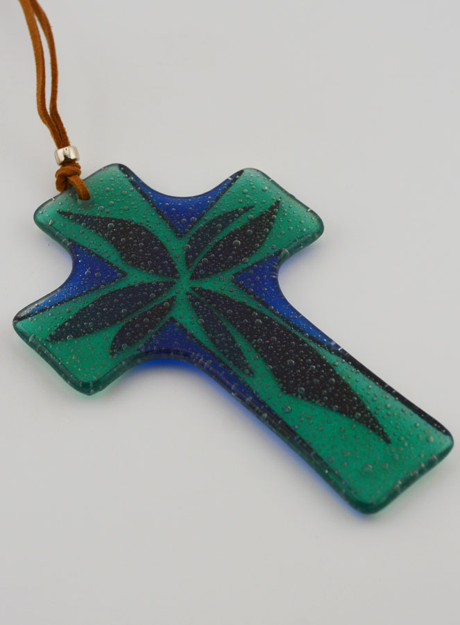 Cruz de Vidrio Artesanal - 12 cm (pic 4)