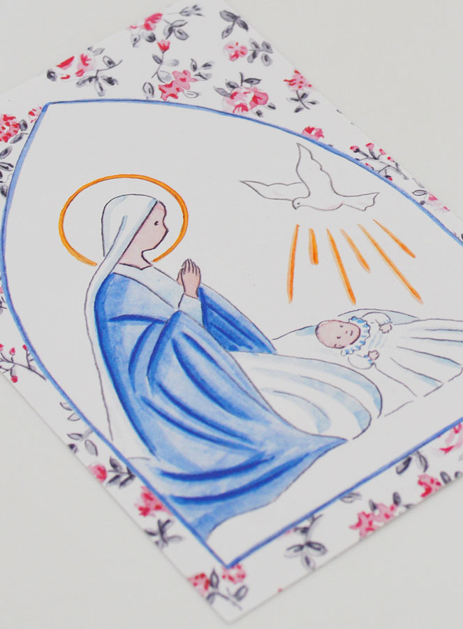 Estampa de Bautizo - Virgen María y Paloma (pic 3)