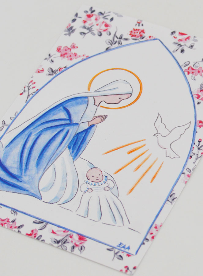 Estampa de Bautizo - Virgen María y Paloma (pic 4)